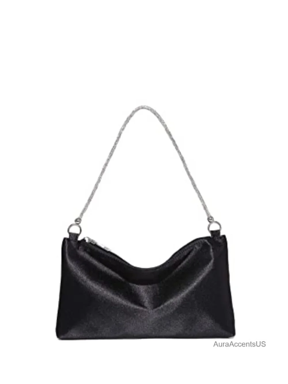 Satin Evening Handbag Rhinestone Clutch Shoulder Bag Formal Party Purse